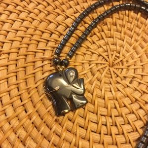 Hematite elephant necklace